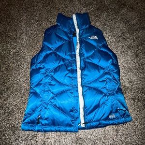 Women's The North Face 550 Fill Nuptse Down Blue Quilted Puffer Vest Jacket XS